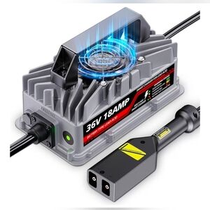 18 Amp 36 Volt Golf Cart Battery Charger - EZGO TXT D-Style Plug Silver MSRP$99